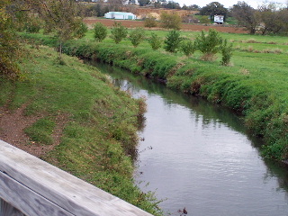 Passing over a stream along the Jane Addams trail